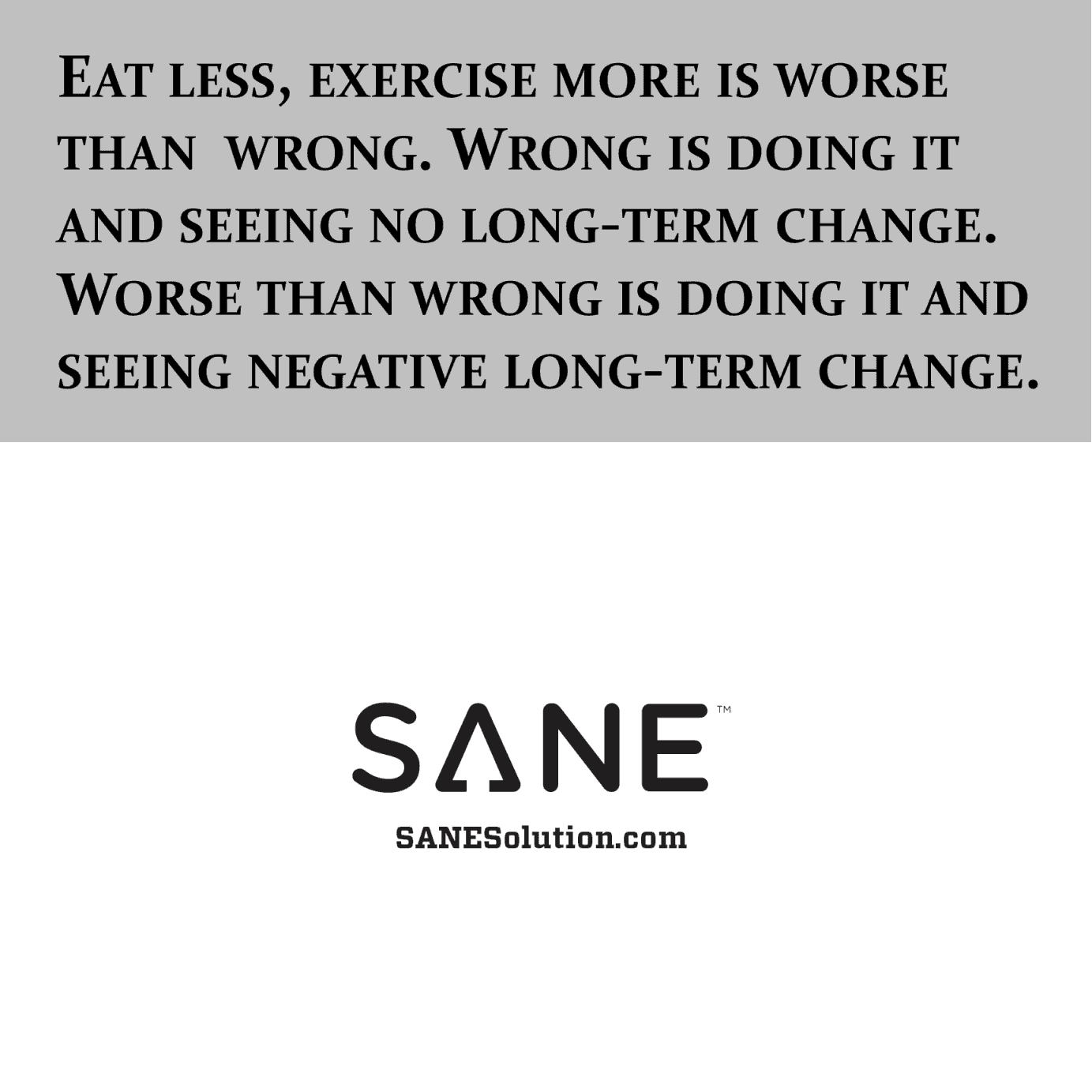 Starvation Is NOT Healthy. Stop counting calories & go #SANE w/me at http://SANESolution.com