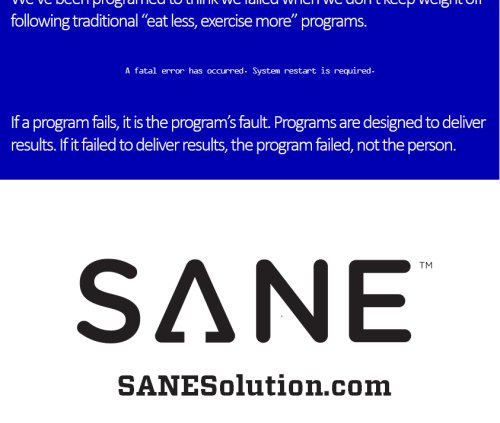 Starvation Is NOT Healthy. Stop counting calories & go #SANE w/me at http://SANESolution.com