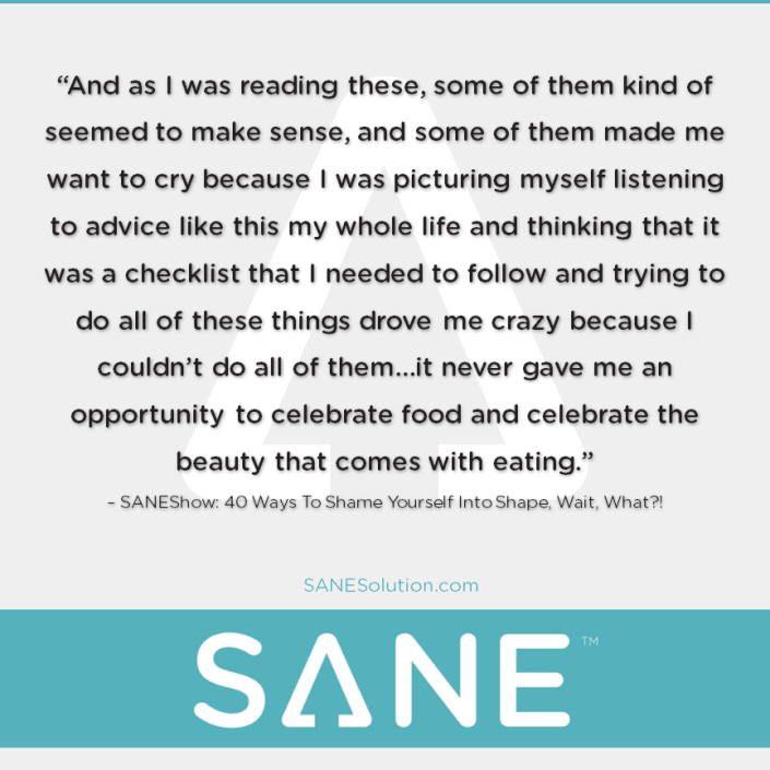 Starvation Is NOT Healthy. Stop counting calories & go #SANE w/me at http://SANESolution.com